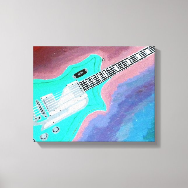Green Guitar Canvas Print Leinwanddruck (Vorderseite)