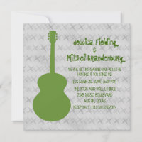 Green Guitar Grunge Wedding Einladung