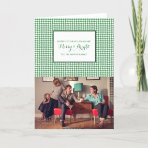 Green Hahnentrittmuster Holiday Foto Card Feiertagskarte