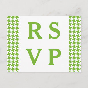 Green Hahnentrittmuster Wedding RSVP Postcard Einladungspostkarte
