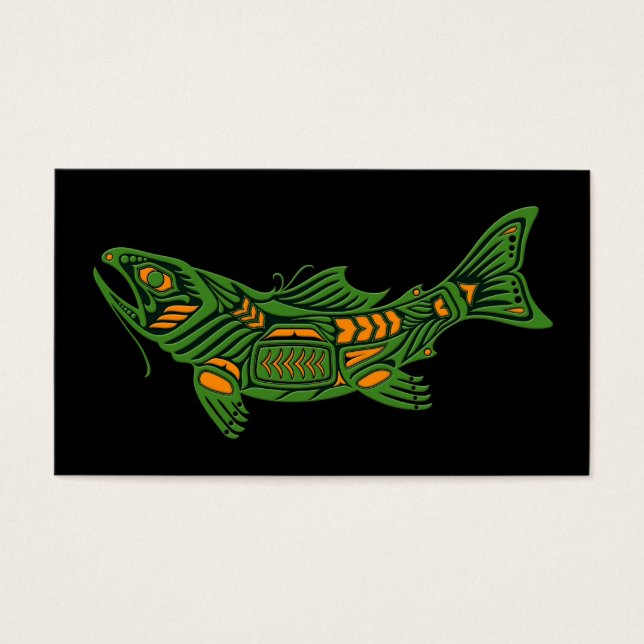 Green Haida Spirit Fish on Black (Vorderseite)