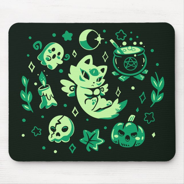 Green Halloween Vibes Mousepad (Vorne)