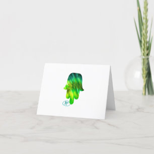 Green Hamsa Art Card Dankeskarte