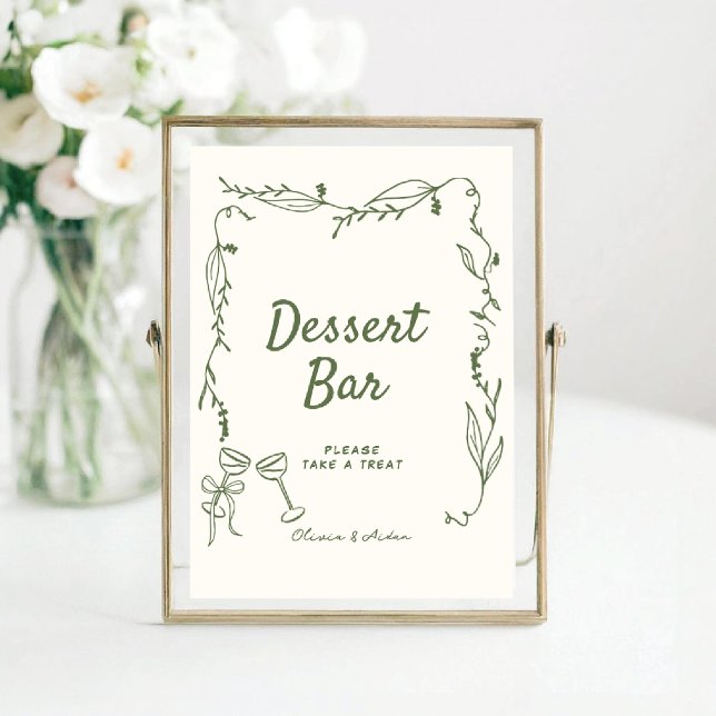 Green Hand Drawing whimsical Dessert Bar Poster (Von Creator hochgeladen)