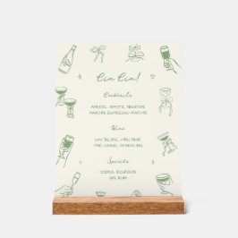 Green Hand Drawn Italian Wedding Cin Cin Bar Acrylschild