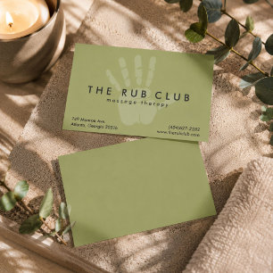 Green Handprint Massage Therapie Business Card Visitenkarte