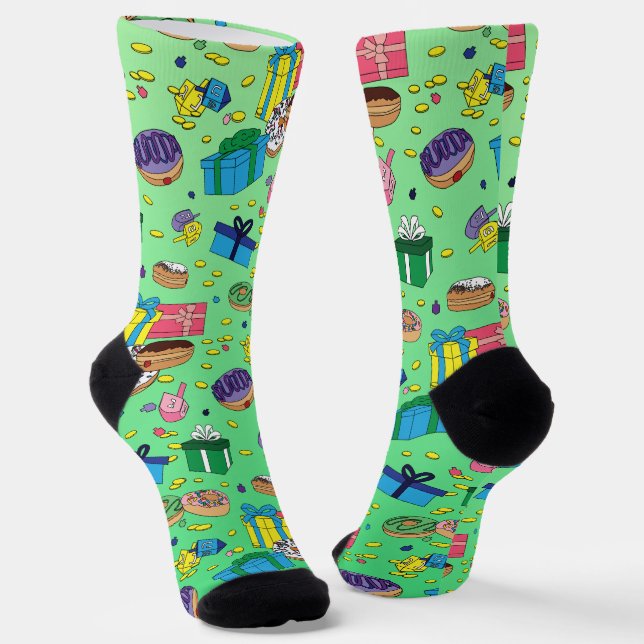 Green Hanukkah Pattern Socken (Gewinkelt)