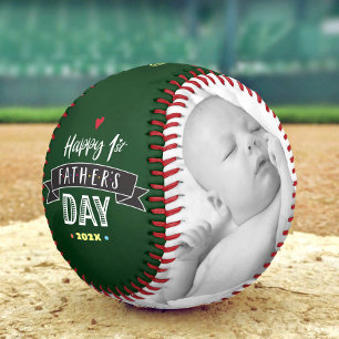 Green Happy 1. Vatertag Foto Fett Typografie Baseball