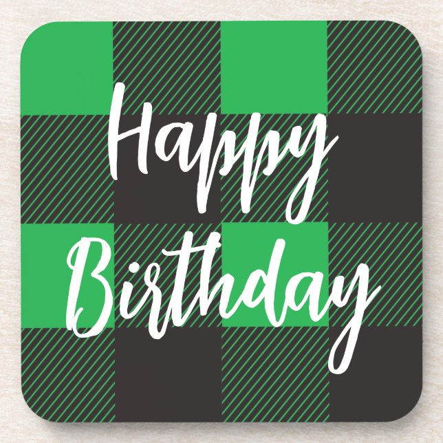 Green Happy Birthday Getränkeuntersetzer (Vorderseite)