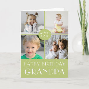 Green Happy Birthday Opa Foto Collage Card Karte