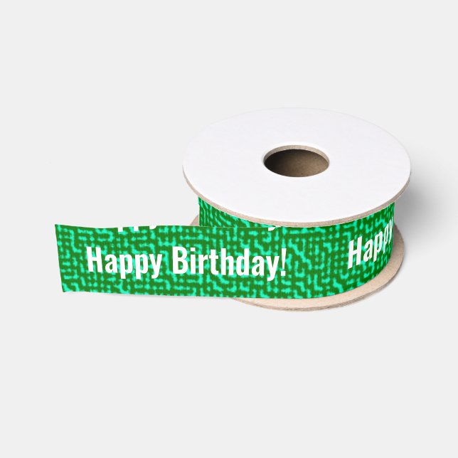 Green Happy Birthday Ripsband (Spule)