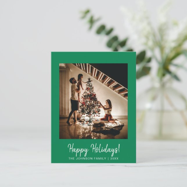 Green Happy Holidays Foto Postkarte