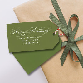 Green Happy Holidays Kalligrafie Skript Custom Geschenkanhänger