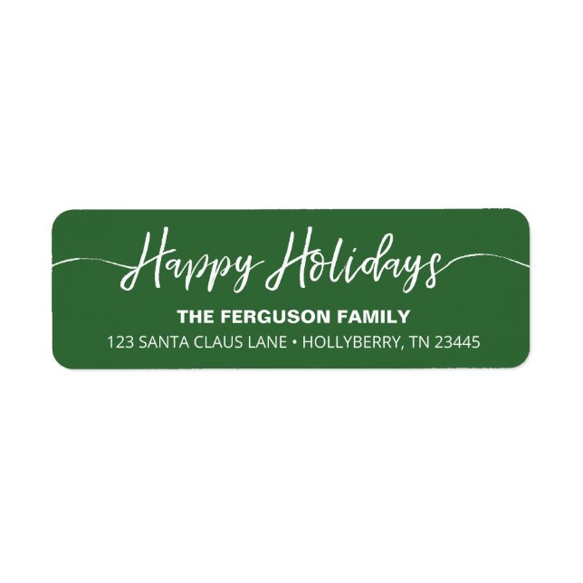 Green Happy Holidays Script Rücksendeadresse Label (Vorne)