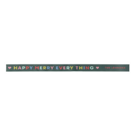 Green Happy Merry Everything Christmas Ribbon Satinband
