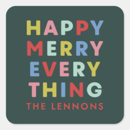 Green Happy Merry Everything Christmas Sticker