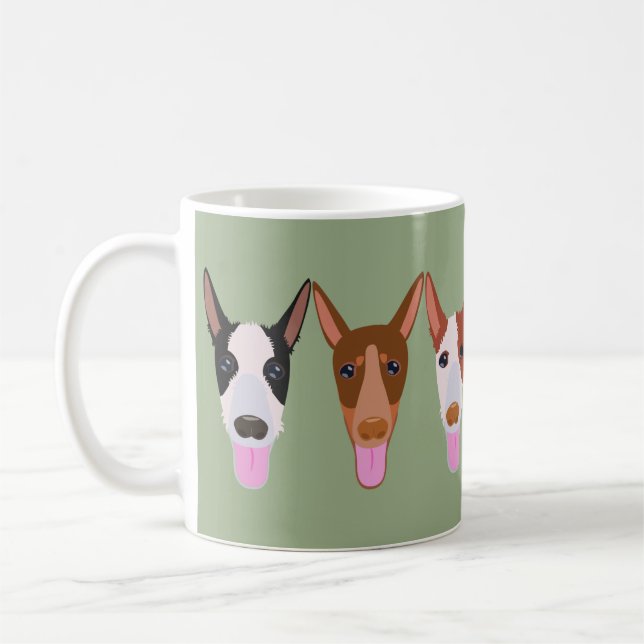 Green Happy Podenco Dog Faces Kaffeetasse (Links)
