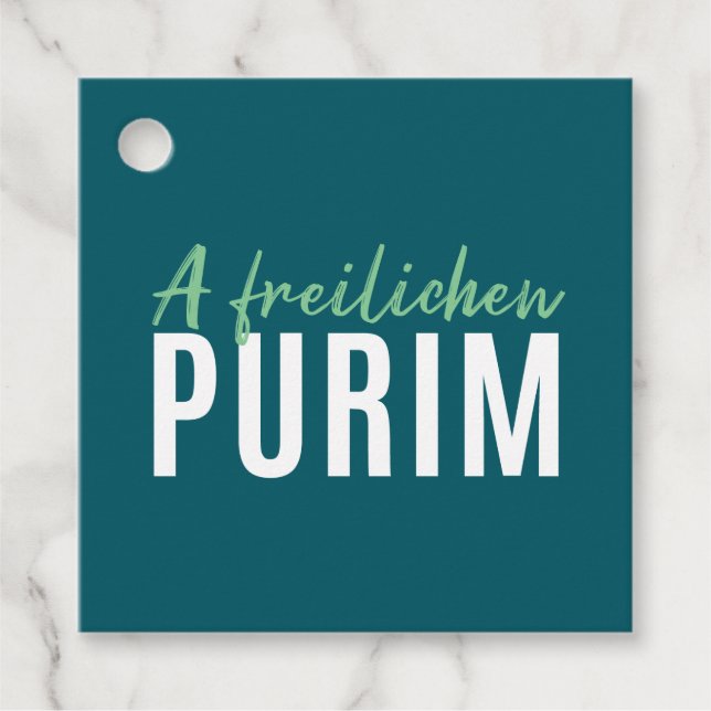 Green Happy Purim Geschenkanhänger (Vorderseite)