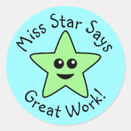Green Happy Star Great Work Stickers