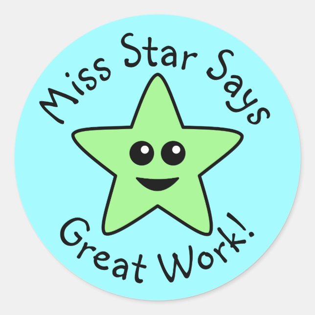 Green Happy Star Great Work Stickers (Vorderseite)