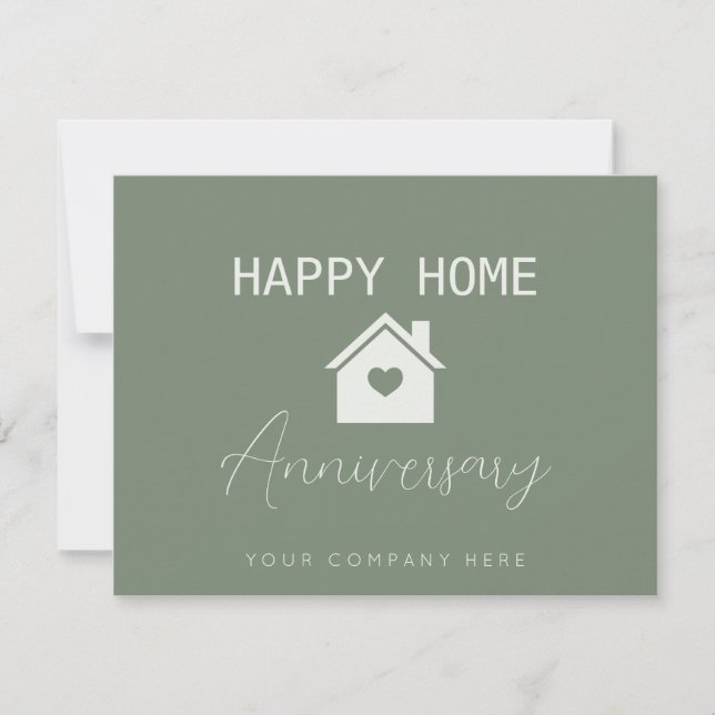 Green Happy Zuhause Anniversary Realty Karte (Vorderseite)