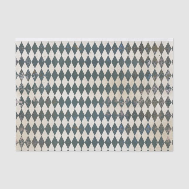 Green Harlequin Diamond Pattern Seidenpapier (Vorderseite)