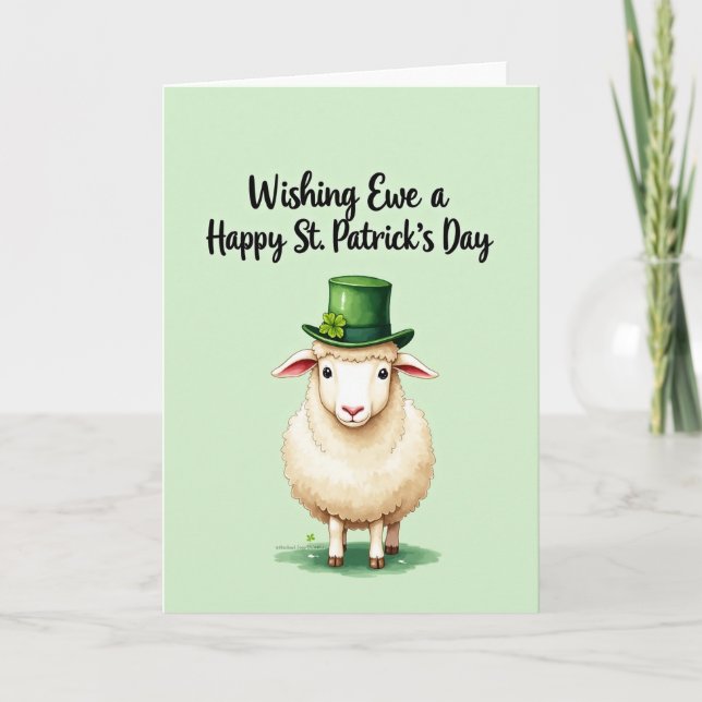 Green Hat Sheep Happy St Patricks Card Karte (Vorderseite)