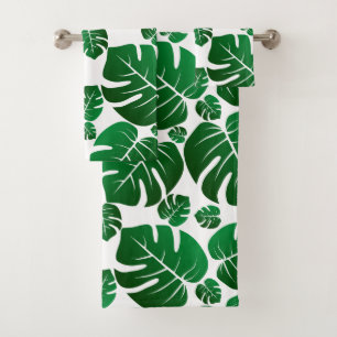 Green Hawaii Monstera Pflanze Palm Blätter Badhandtuch Set