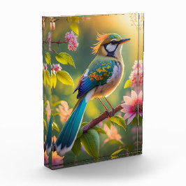 Green Headed Aquamarin Winged Fantasy Bird Fotoblock