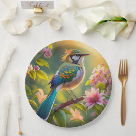 Green Headed Aquamarin Winged Fantasy Bird Pappteller