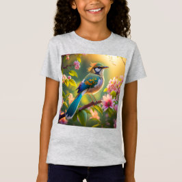Green Headed Aquamarin Winged Fantasy Bird T-Shirt