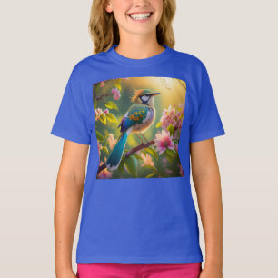 Green Headed Aquamarin Winged Fantasy Bird T-Shirt