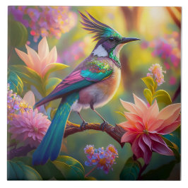 Green Headed Jay Fantasy Bird Fliese