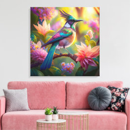 Green Headed Jay Fantasy Bird Leinwanddruck