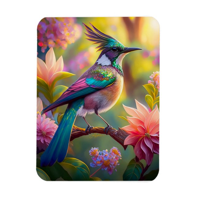 Green Headed Jay Fantasy Bird Magnet (Vertikal)