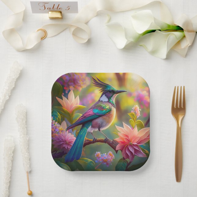 Green Headed Jay Fantasy Bird Pappteller (Hochzeit)