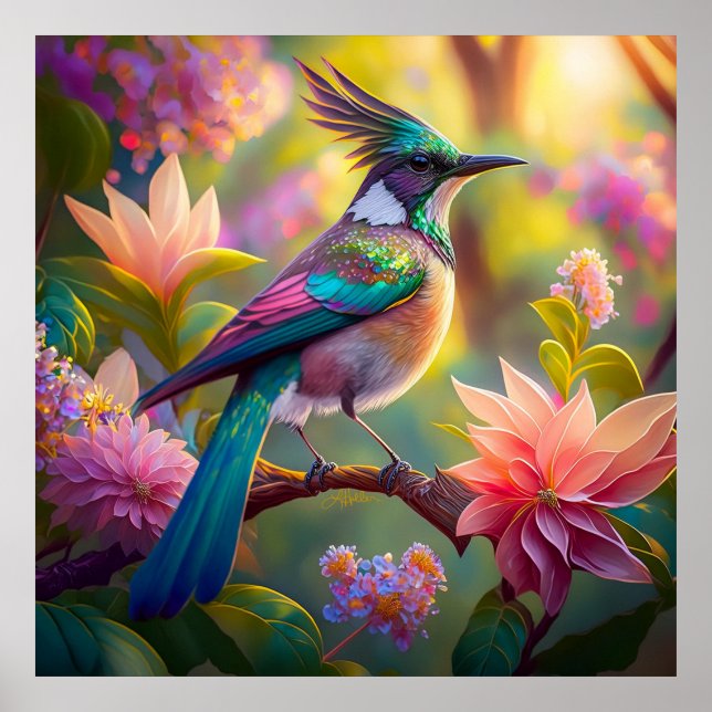 Green Headed Jay Fantasy Bird Poster (Vorne)