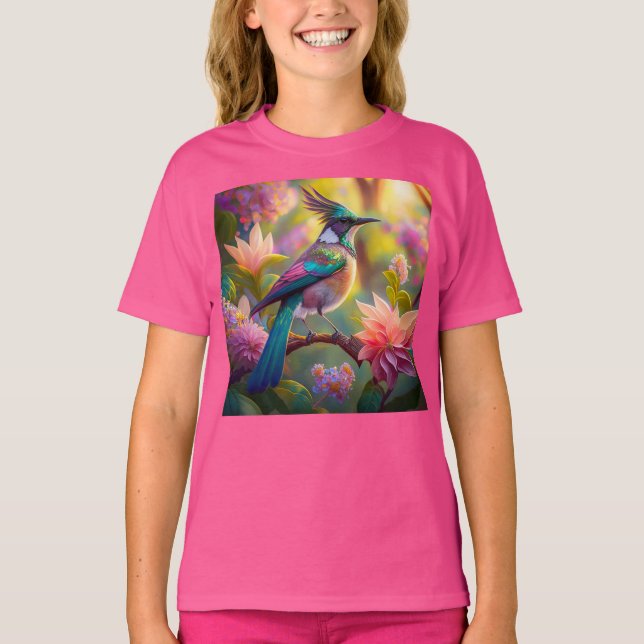 Green Headed Jay Fantasy Bird T-Shirt (Vorderseite)