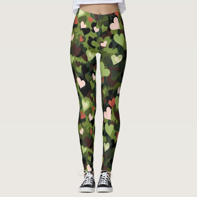 Green Heart Camouflage Leggings (Vorderseite)
