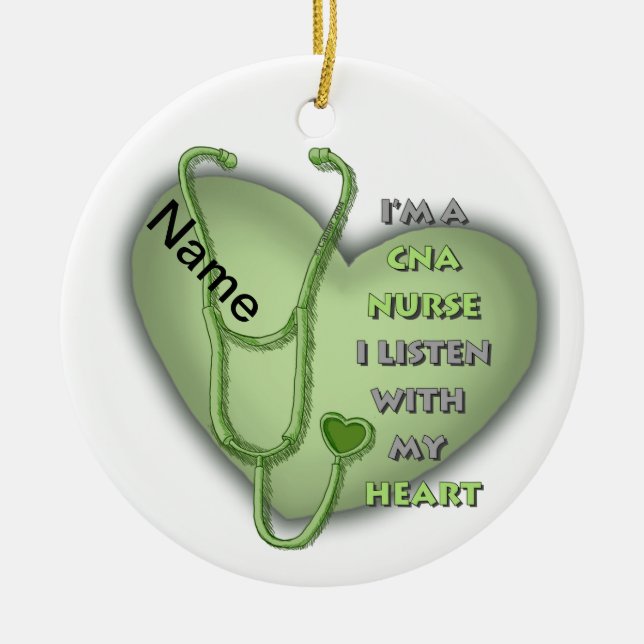 Green Heart CNA Nurse Keramik Ornament (Vorne)