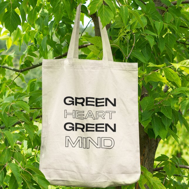 Green Heart Green Mind Öko Friendly Statement Gesc Tragetasche (Shop now and make a positive impact!)