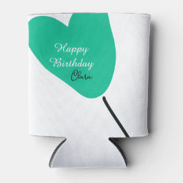 Green heart happy birthday white black balloon kid dosenkühler