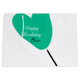 Green heart happy birthday white black balloon kid große geschenktüte