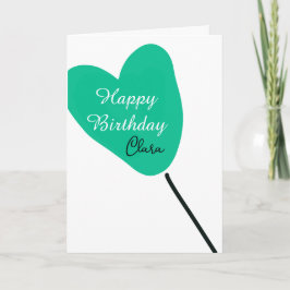 Green heart happy birthday white black balloon kid karte