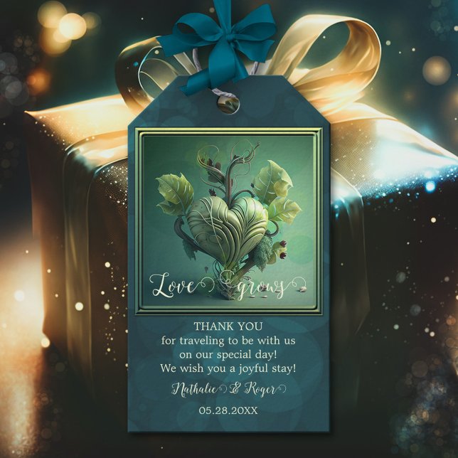 Green Heart Liebe wächst Gastgeschenk Hochzeit Dan Geschenkanhänger (Von Creator hochgeladen)