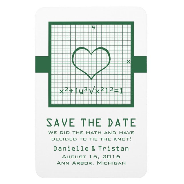 Green Heart Math Graph Speichern Sie das Date Magn Magnet (Vertikal)