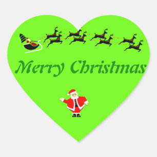 Green Heart Merry Weihnachtsaufkleber Herz-Aufkleber
