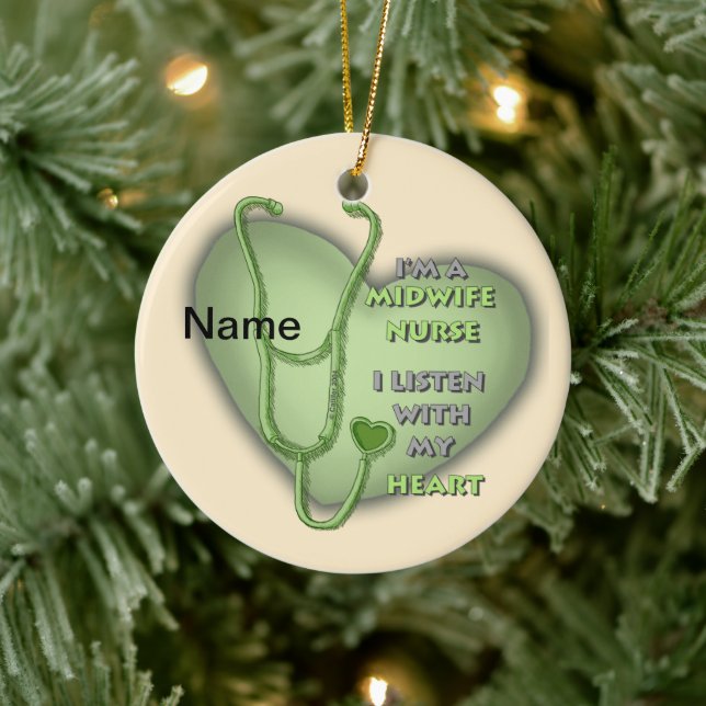 Green Heart Midfrau Nurse Keramik Ornament (Baum)