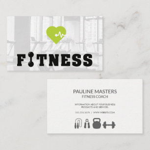 Green Heart Monitor Fitness Dumbell-Symbol Terminkarte