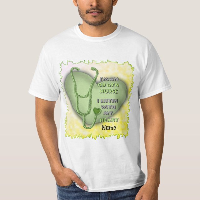 Green Heart ObGyn Nurse T-Shirt (Vorderseite)